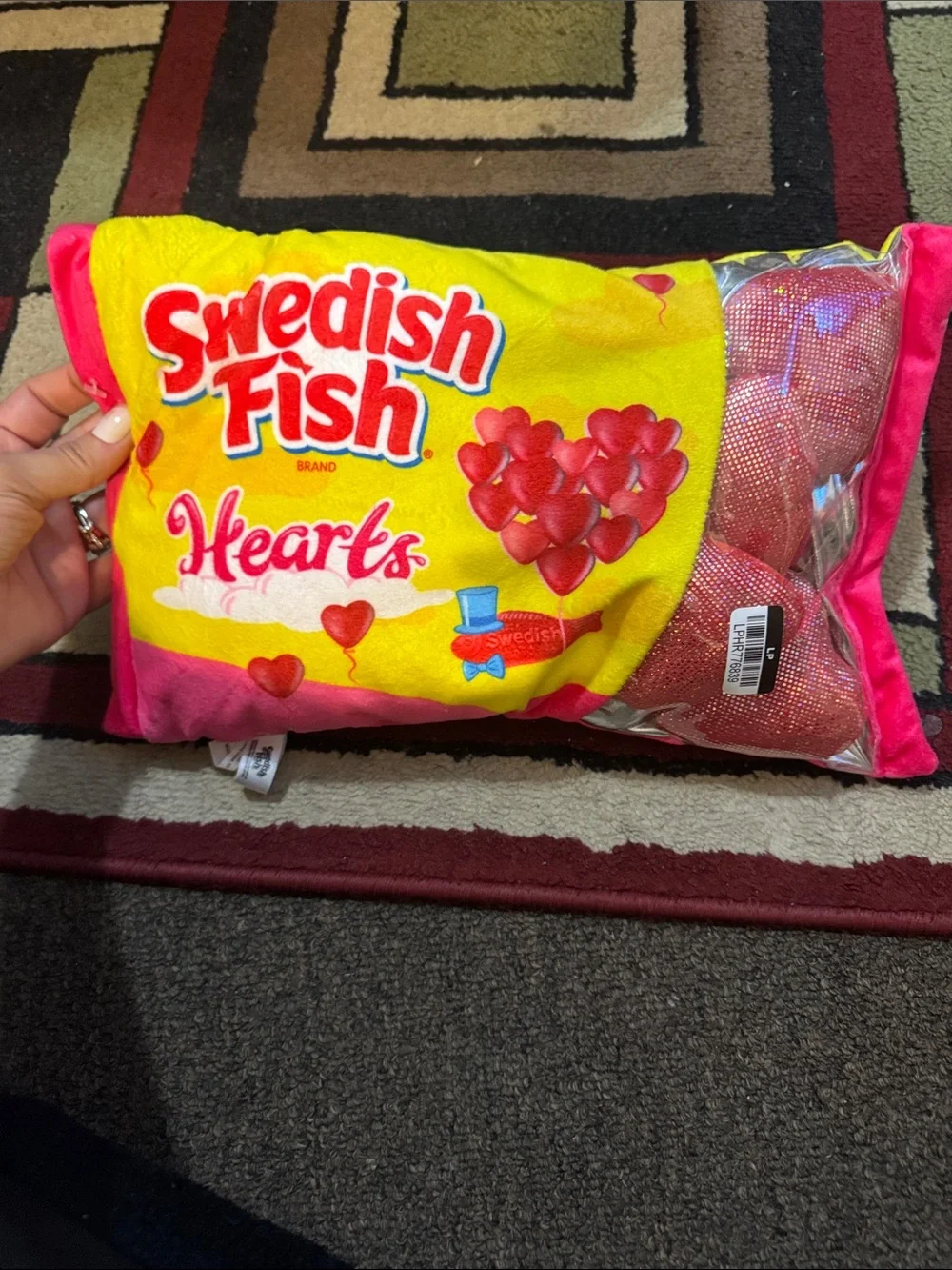 Hearts Plush Pet Pillow - Pink & Yellow